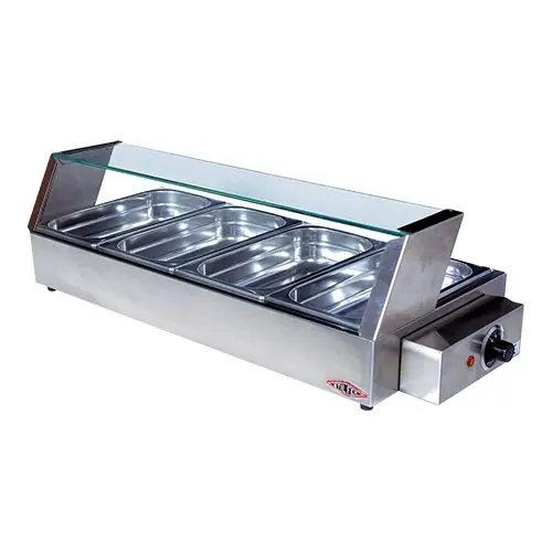 Warmhoudvitrine Lang RVS - 4x1/3GN - 750x340x(h)220mm Flitsaanbieding