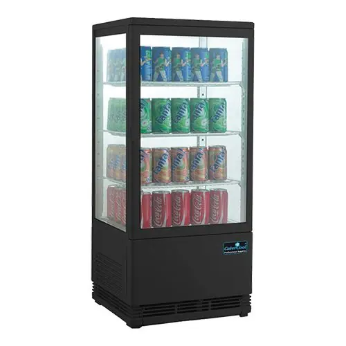 Superprijs Mini Koelvitrine - Zwart - 68 liter - 3 Roosters - 43x39x(h)89cm