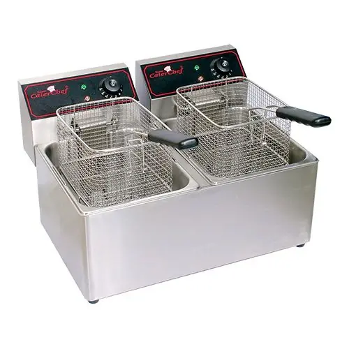 Hoge Kwaliteit Friteuse Caterchef - XXL AANBIEDING - 8+8 Liter - 2x3,3kW - 550x430x(H)340mm