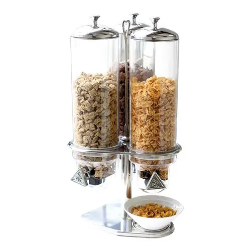 Graandispenser - Roestvrij staal - 3x4L - Polycarbonaat houder Op = Op