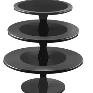 Betrouwbaar Taartstandaard Kunststof Zwart - met Draaivoet - 3 étages - Ø240/300/350x(H)440mm