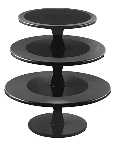 Betrouwbaar Taartstandaard Kunststof Zwart - met Draaivoet - 3 étages - Ø240/300/350x(H)440mm