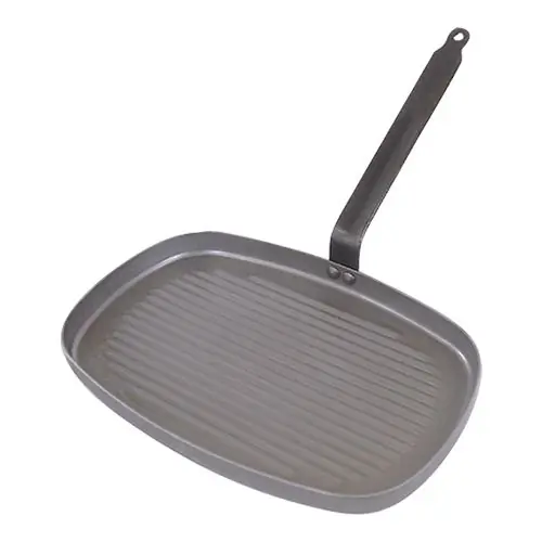 Grillpan - plaatstaal - gegroefd - Rechthoekig - 38x26cm Must-Have