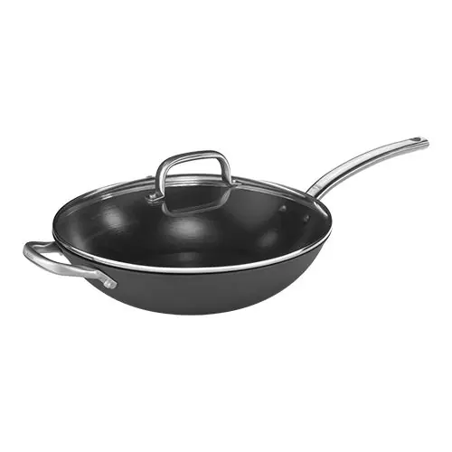 Wokpan met deksel - Gietijzer met roestvrijstalen handgreep - Ø32cm Premium