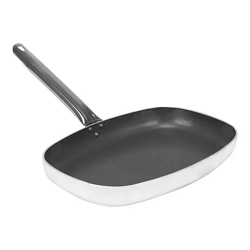Direct Beschikbaar koekenpan - Aluminium - Roestvrijstalen handgreep - 38x26cm
