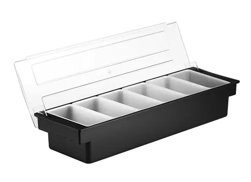 Nu Kopen Cocktail Ingredientenbak Kunststof - 6 Inzetbakjes - 500x160x(H)100mm