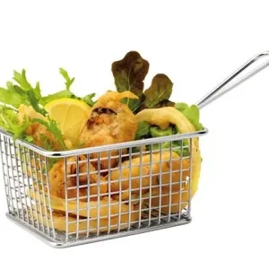 Actieprijs Food Presentatie Mand Mini RVS - Rechthoekig - 8x12x9cm