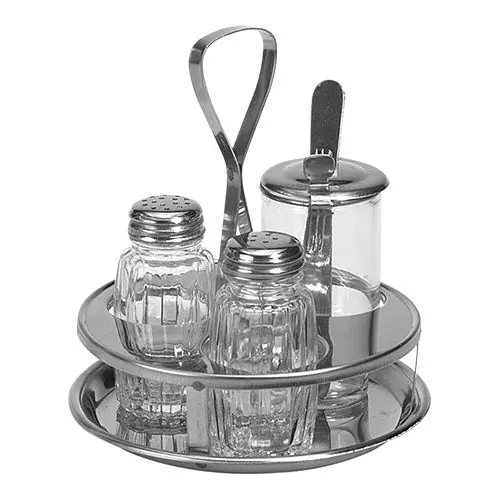 Menage | Edelstahl/Glas | 3-Teilig | Pfeffer/Salz/Senf Actieprijs