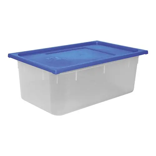Veilige Betaling Voedselcontainer met blauw deksel - Polypropyleen - 1/1GN - Verkrijgbaar in 3 dieptes