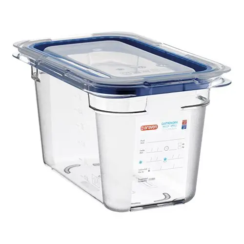 Voedselcontainer met deksel - Polycarbonaat - 1/4GN - Verkrijgbaar in 3 dieptes Finale Uitverkoop