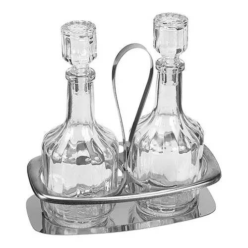 Menage | Edelstahl/Glas | 2-Teilig | Öl/Essig Populair