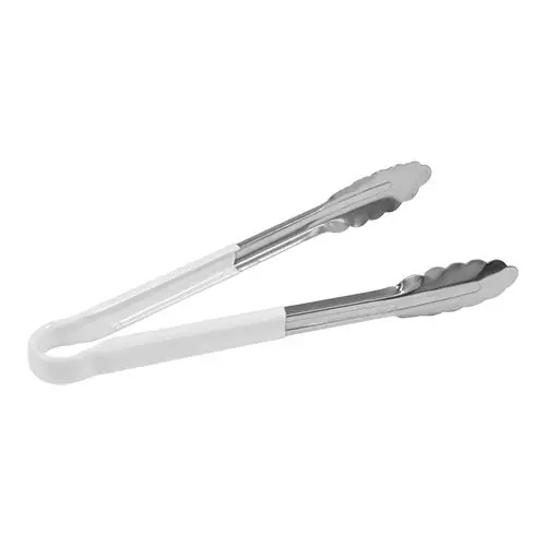 Aanbieding Servierzange | Edelstahl | hitzebeständige Kunststoff Griff | Weiß | 30cm