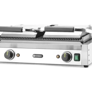 Hendi dubbele contactgrill - Geheel geribd - 0°C tot 300°C Express Levering