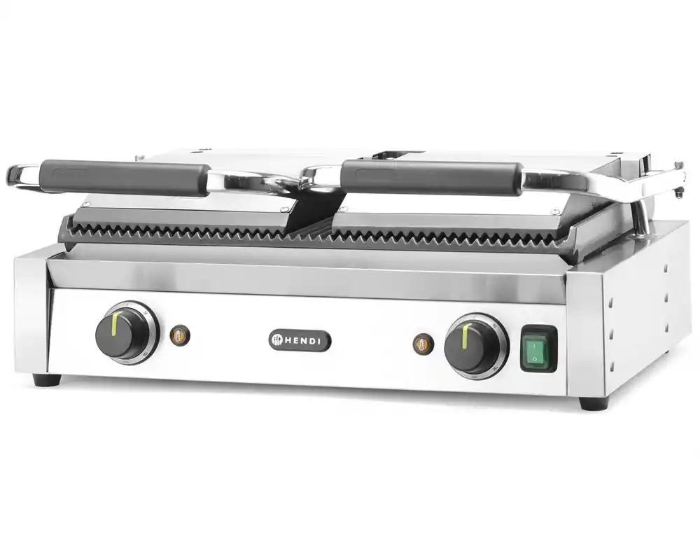Hendi dubbele contactgrill - Geheel geribd - 0°C tot 300°C Express Levering