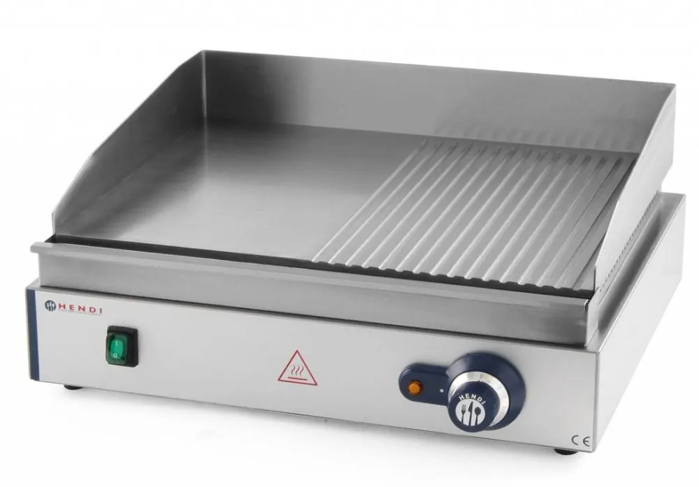 Bakplaat - Glad/Geribd Hendi 203156 - 55x38x(h)24cm - 2,4kW Favoriet