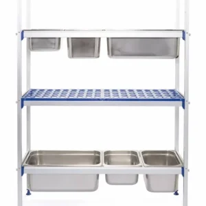 Veilige Betaling Stellingsysteem aluminium voor GN-bakken - Planken PP - 1120x355x(h)1685mm