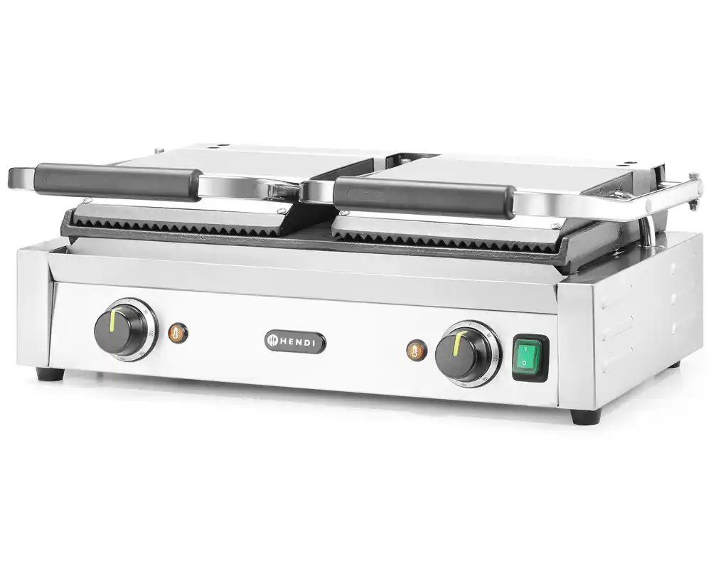 Hendi dubbele contactgrill - Model 6808 - Gegroefd en glad - 0°C tot 300°C Nu Kopen