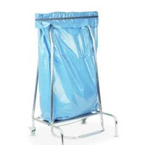 Gratis Retour Afvalzak Houder - RVS Frame - 2 Wielen met Rem - 	420x580x(H)960