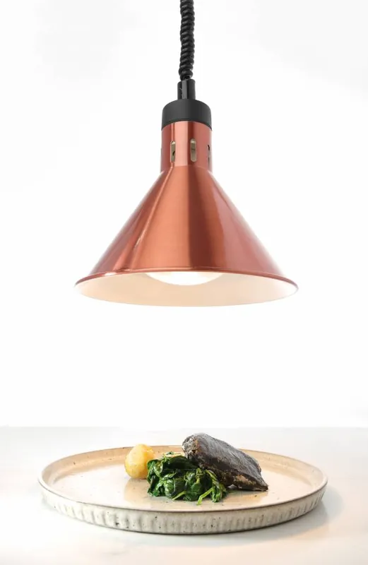 Aanbieding Aluminium Warmte Lamp - Kegelvormig - Koper Kleur - 250W/230V - Verstelbaar - Ø175x(H)250mm