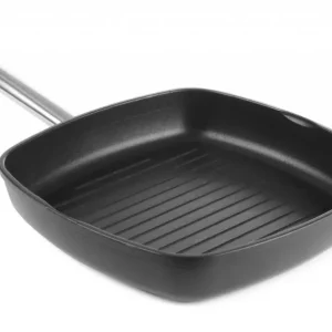 Grillpan gietaluminium - 280x280x55 mm met rvs handvat Dagaanbieding