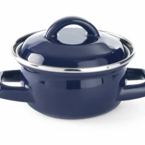 Seizoensaanbieding Soep- sauspannetje blauw Ø100x(H)60mm - Geëmailleerd 0,4 Liter
