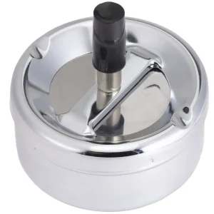 Snelle Levering Asbak met Drukknop - Verchroomd - 95x45mm