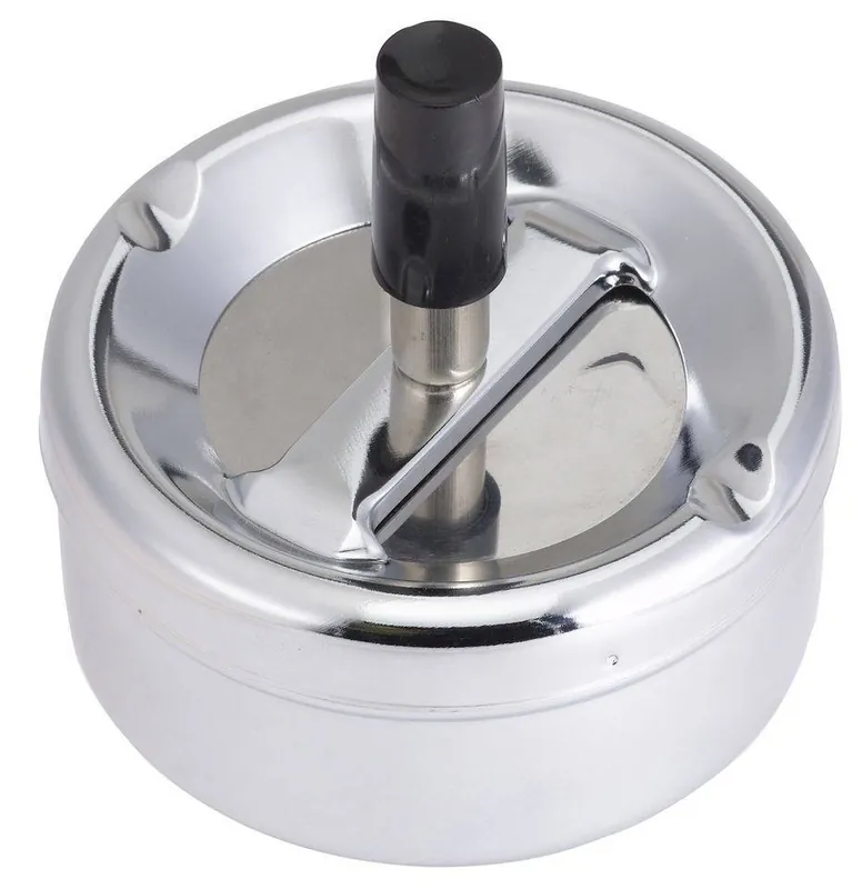 Snelle Levering Asbak met Drukknop - Verchroomd - 95x45mm