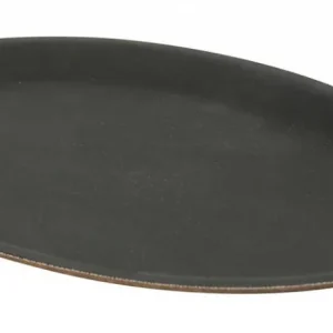 Dienblad Zwart Ovaal - Rubberform - Antislip Laag - 160x230mm Laatste Kans