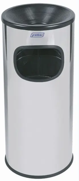 Afvalbak met Asbak - Gepoetst RVS - Binnenemmer 30 Liter - 250x250x(H)650 mm Meest Verkocht