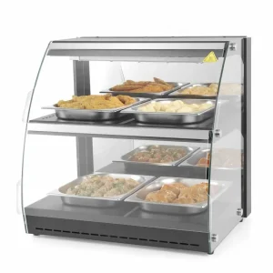 Rechtstreeks Van De Fabrikant Quartz Warmhoudvitrine - 4x GN 1/2 - Gebogen Ruit - 625x467x(H)650mm