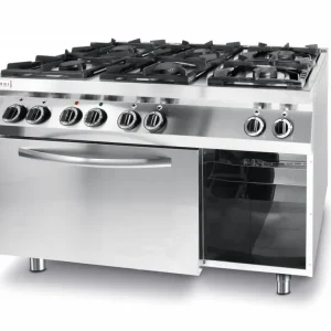 Gasfornuis Kitchen Line - 6 Pits - 3 x 3,5 kW + 3 x 6 kW - 3 kW hetelucht Oven - 1200x700x(H)900mm Hete Deal