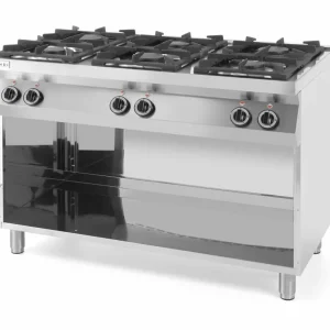 Gasfornuis Kitchen Line - 6 Pits - 3 x 3,5 kW + 3 x 6 kW - Open Onderstel - 1200x700x(H)900 Bestel Nu