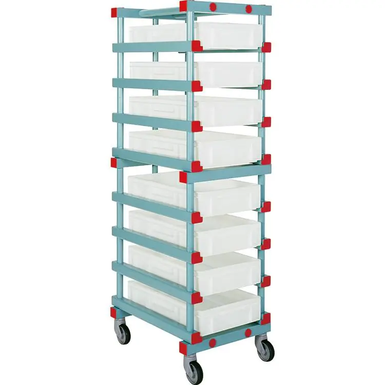REA Euronorm Regaalwagen - 12x 600x400mm - Kunststof Wielen - 540x660x(H)1580mm Aanbieding