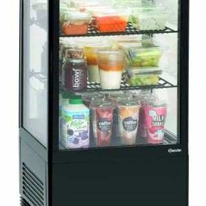 Snelle Levering Mini Koelvitrine Zwart - 58 Liter - 0,18 kW - 435x385x(H)805mm