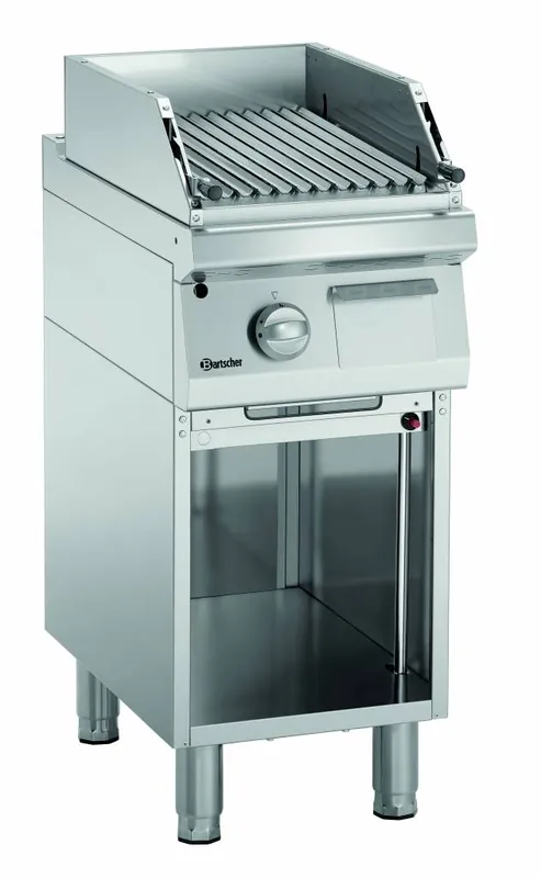 Beperkte Voorraad Gas Lavasteengrill Geribd - Open Onderstel - 4,5kg Lavastenen - 400x700x(H)850mm
