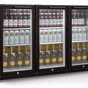 Express Levering Barkoelkast 3 Deurs Zwart - 301 Liter - LED Verlichting - 1350x520x865(h)mm