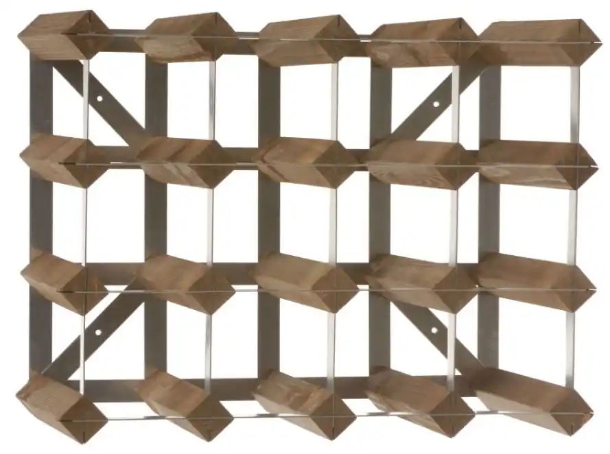 Wijnrek 16 flessen - 42 x 22,8 x (h) 32,4cm - Hout / Metaal Laatste Kans