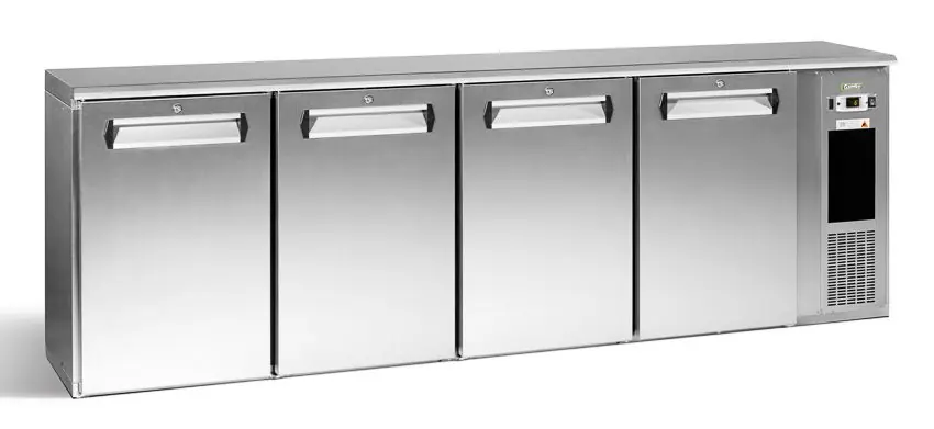 Must-Have Flessenkoeling 4-Deurs - Chroom - Gamko E3/2222MUCS - 722 Flessen 33cl. - 728L - ECO-Line - 2542x492x840/860-880mm