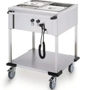 Bain-Marie Wagen 2 x 1/1 GN - Mobile Containing - 2x 850W - Bediening Lange Zijde - 702x631x902mm Hoge Kwaliteit