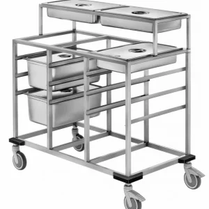 Uitschepwagen 4 x 1/1 GN + Opzet 3 x 1/1 GN - Mobile Containing - 590x1450x910(h)mm Laatste Versie