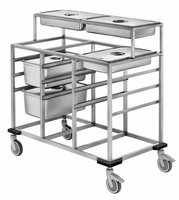 Uitschepwagen 4 x 1/1 GN + Opzet 3 x 1/1 GN - Mobile Containing - 590x1450x910(h)mm Laatste Versie