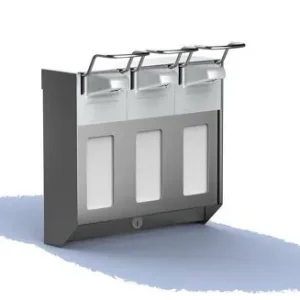 Voordeelprijs RVS TRIO Zeep- & desinfectiemiddeldispenser KB - 2 maten - 3x1000ml - 154x272x(h)284mm