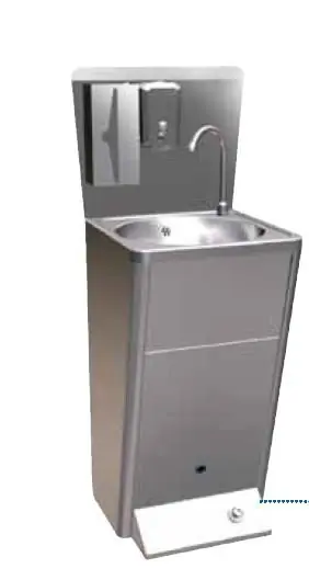 Superprijs RVS Wasbak - Voetbediening - met afvalbak - Deluxe - + Zeep Dispenser - 450x450x900mm