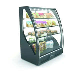 Tijdelijk Beschikbaar Display Gebogen Koelvitrine - Toegang aan de Voor en Achterzijde - 1015x620x(H)1240mm