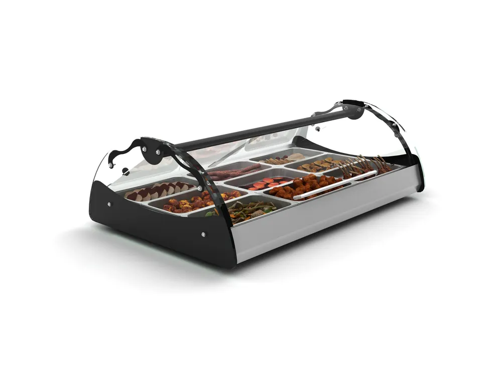 Maxiself Warmhoudvitrine - LED Verlichting - Geschikt voor 2x 1/1GN 65mm - Self Service - 690x650x320mm Lage Kosten