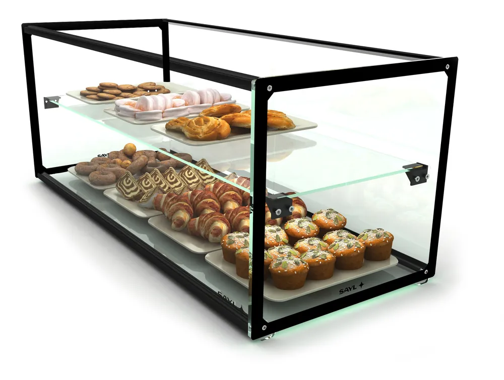 Neutrale vitrine - Gehard glas - 92x33x(h)31,5cm Fabrieksprijs