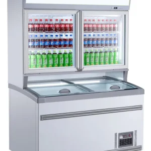 Wandvrieskast Wit - 2 Glazen Deuren - 1454x890x(H)2000mm Goedkoop