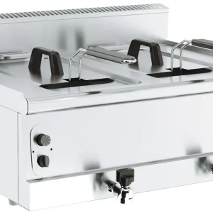 Base 600 Gasfriteuse Tafelmodel - Tapkraan - 2x 8 Liter - 400x600x(H)300mm Speciale Aanbieding