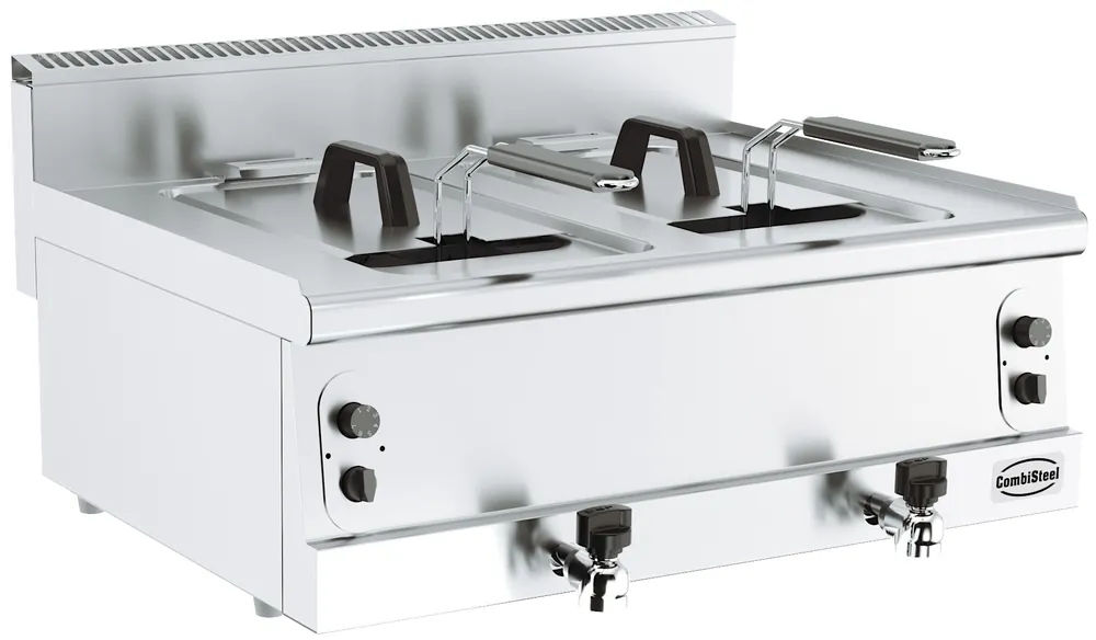 Base 600 Gasfriteuse Tafelmodel - Tapkraan - 2x 8 Liter - 400x600x(H)300mm Speciale Aanbieding