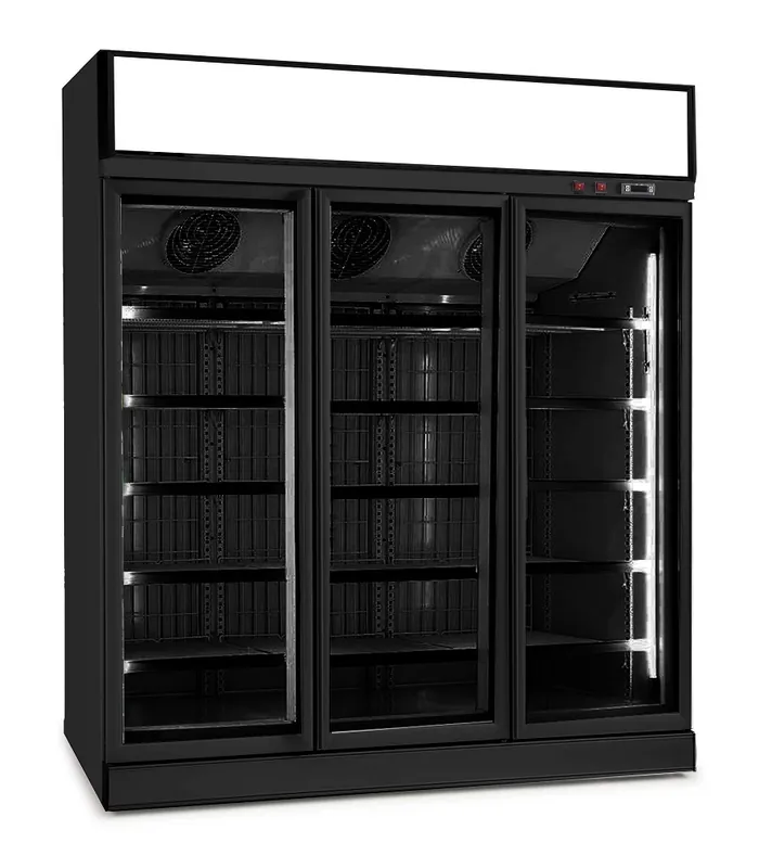 Vrieskast 3 Glazen Deuren - Zwart Model - 1480 Liter - 1880x710x(H)2092mm Lage Prijs